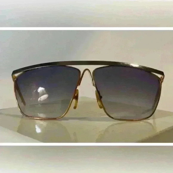 Vintage Laura Biagiotti Oversized Black & Gold 1980 Sunglasses T/36-95 RARE - Picture 1 of 8